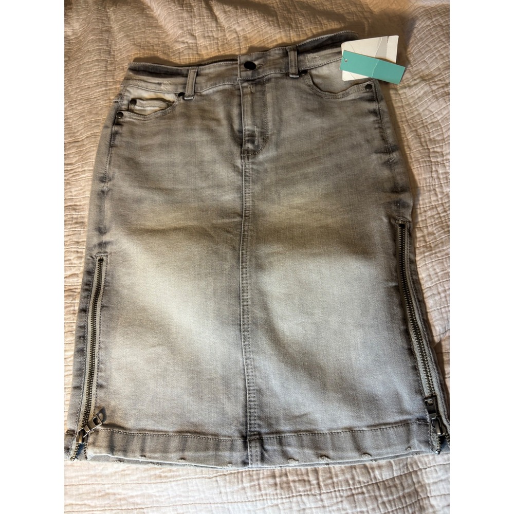Abound Gray Denim Side Zip Midi Skirt Light Gray Size 4 NWT